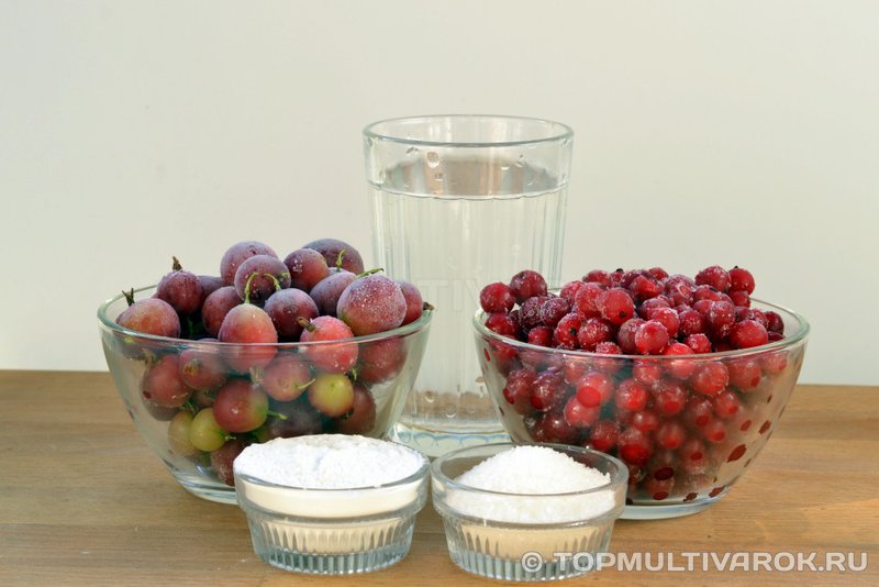 Ингредиенты для  киселя из замороженных ягод в мультиварке