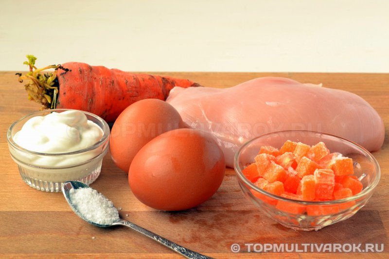 Ингредиенты для куриного суфле с тыквой на пару в мультиварке