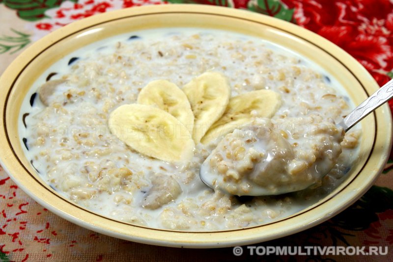Молочная овсяная каша с бананом в мультиварке