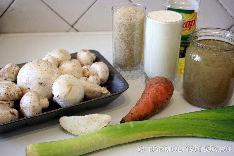 Грибной суп с рисом и сливками