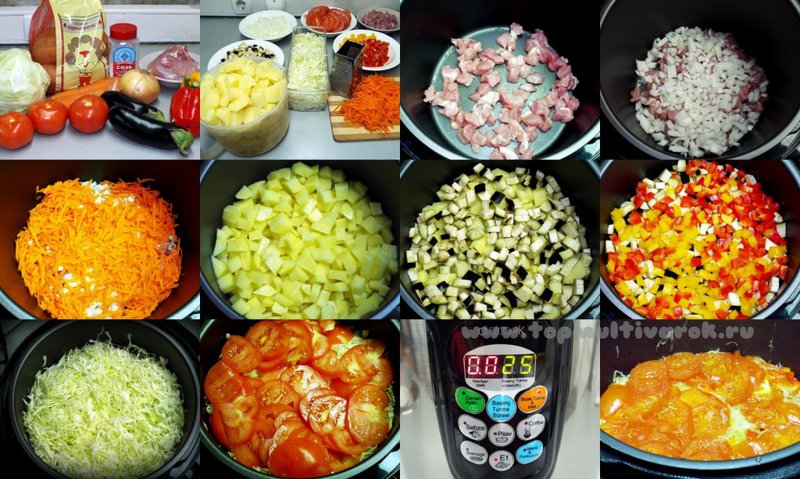 Пошаговый фото-рецепт овощного рагу со свининой в Sinbo SCO 5006